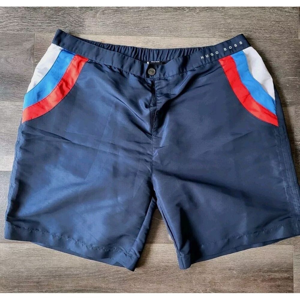 Hugo‎ Boss Mens Rainbowfish Swim Shorts Trunks Size XXL 2XL Blue